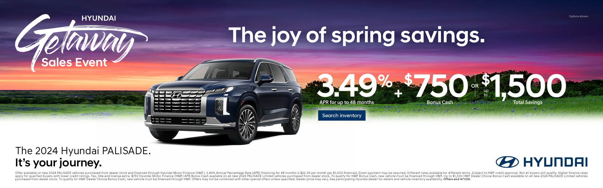 MY24 PALISADE - 3.49% APR for 48 Months